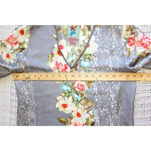 Johnny Was 100% silk Floral Tunic Size Small Multicolor Top lightweight Boho - Picture 3 of 7